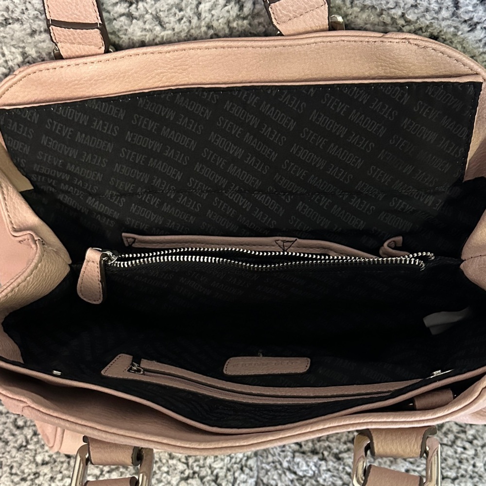 Blush Pink Pebbled Leather Satchel Bag by Steve Madden - Picture 4 of 4